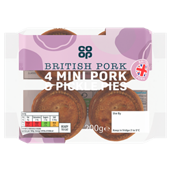 Co-op Mini Pork Pickle&Red Leicester Pies 4pk